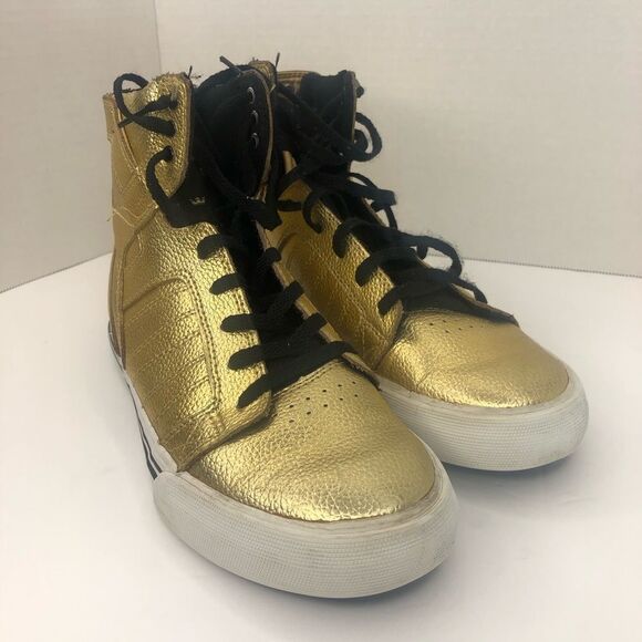 Gold Supra Muska high top sneakers, size 5 - Picture 2 of 13